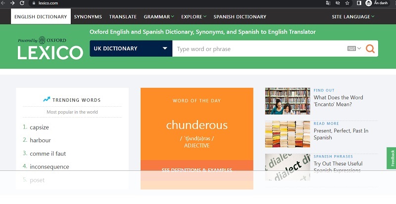 Lexico - Từ điển tiếng Anh